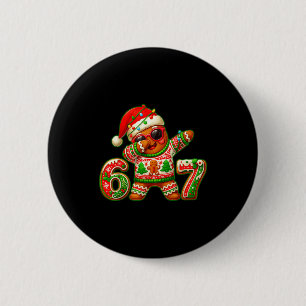 Badge Rond 5 Cm 67 Noël 6 7 Mème Bonhomme en pain d'épice Xmas Pyj