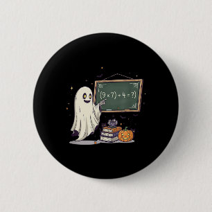 Badge Rond 5 Cm 67 Prof Halloween Fantôme Six Sept Mème Blague Mat