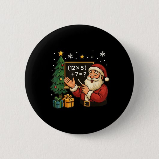 Badge Rond 5 Cm 67 Prof Santa Noël Six Sept Mème Brainrot (Devant)