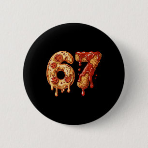 Badge Rond 5 Cm 67 Six Seven 6-7 Pizza & Chicken Nugget - Bra pour