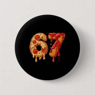 Badge Rond 5 Cm 67 Six Seven 6-7 Pizza Et Pépites De Poulet - Brai