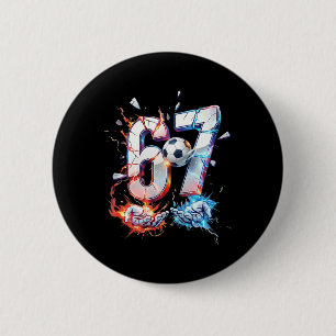 Badge Rond 5 Cm 67 Soccer Six Seven Soccer 6 7 Enfants Garçons Fil