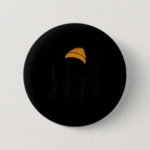 Badge Rond 5 Cm 67 Squelette d'Halloween Signe de Paix Drôle Mème