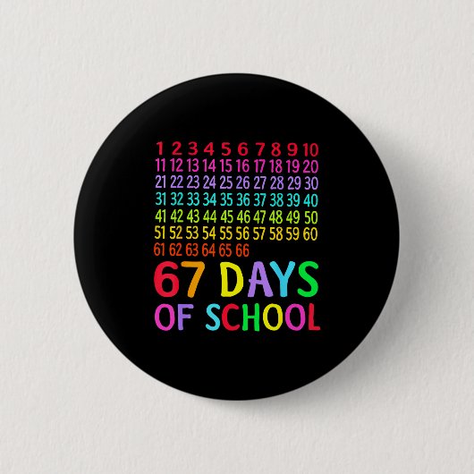 Badge Rond 5 Cm 67th Day Of School Teacher Kids 67 Math Numbers 10 (Devant)