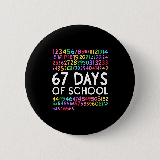 Badge Rond 5 Cm 67th Day Of School Teacher Kids 67 Math Numbers 10 (Devant)