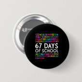 Badge Rond 5 Cm 67th Day Of School Teacher Kids 67 Math Numbers 10 (Devant & derrière)