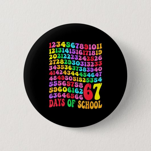 Badge Rond 5 Cm 67th Day Of School Teacher Kids 67 Math Numbers 10 (Devant)