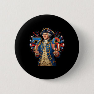 Badge Rond 5 Cm 6-7 7-6 George Washington Sept Six Drôle 1776 4ème