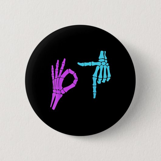 Badge Rond 5 Cm 6 7 Mème Mains de squelette 67 (Devant)