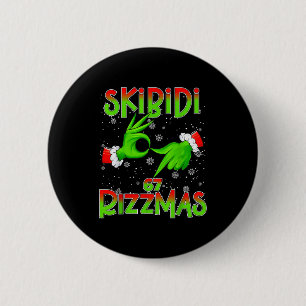 Badge Rond 5 Cm 6 7 Noël Skibidi Rizzmas 67 Mème Gen Alpha Sl