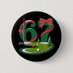 Badge Rond 5 Cm 6 7 Six Seven Golf Gen Z Alpha Mème Xmas Golfing