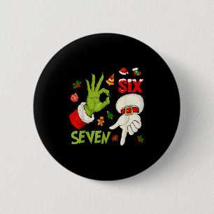 Badge Rond 5 Cm 6 7 Six Seven Main Génération Z Alpha Argot Noël C