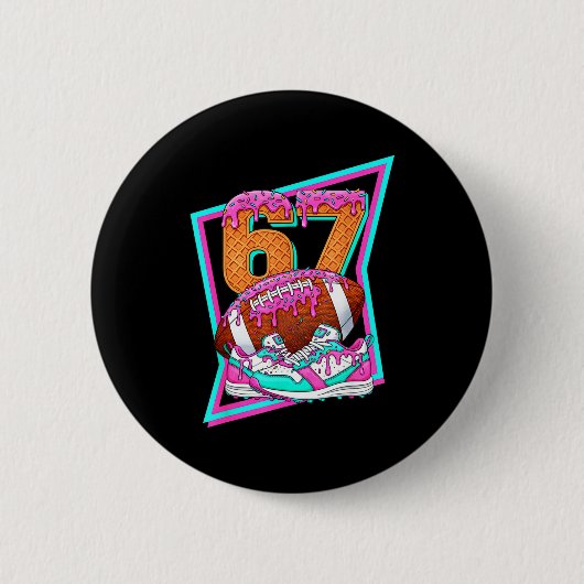 Badge Rond 5 Cm 6 7 Six Seven Meme American Football Drip Number 6 (Devant)