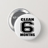 Badge Rond 5 Cm 6 mois nettoient le noir (Devant & derrière)