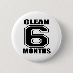Badge Rond 5 Cm 6 mois nettoient le noir