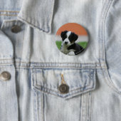 Badge Rond 5 Cm 6 semaine vieux border collie (En situation)