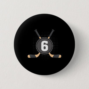 Badge Rond 5 Cm 6e anniversaire Hockey sur glace 6 ans Anniversair