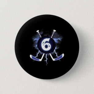 Badge Rond 5 Cm 6e anniversaire - Hockey sur glace sport 6 ans