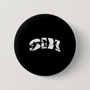 Badge Rond 5 Cm 6e anniversaire Retro Ski Ski 6 ans Garçons Fille