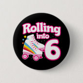 Badge Rond 5 Cm 6e anniversaire Roller Skate 6 ans (Devant)