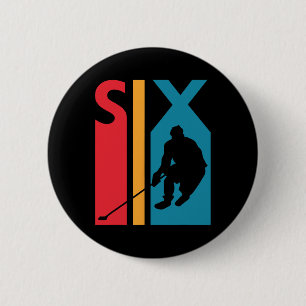 Badge Rond 5 Cm 6e cadeau anniversaire Six hockey Vintage Annivers