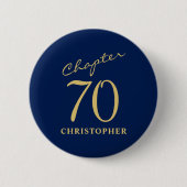Badge Rond 5 Cm 70e anniversaire Blue Gold (Devant)