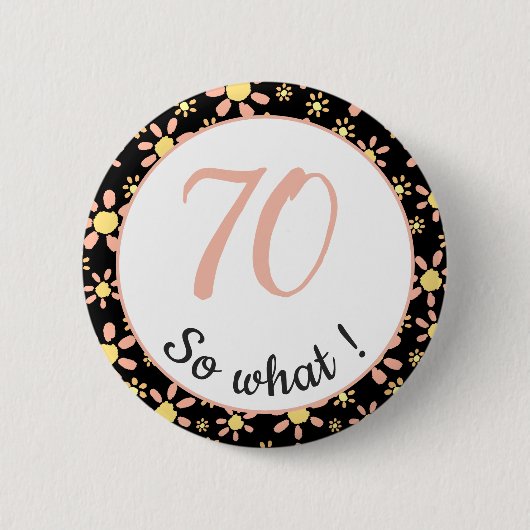 Badge Rond 5 Cm 70e anniversaire Funny 70 alors quelle motivation (Devant)