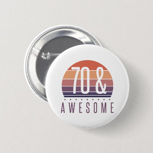 Badge Rond 5 Cm 70e anniversaire Retro Sunset (Devant & derrière)
