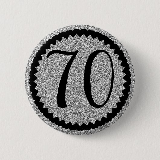 Badge Rond 5 Cm 70e fête d'anniversaire Parties scintillant d'arge (Devant)