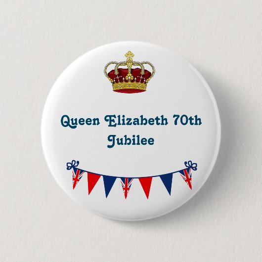 Badge Rond 5 Cm 70e jubilé de la reine Elizabeth (Devant)