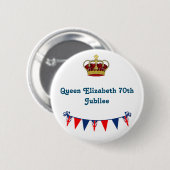 Badge Rond 5 Cm 70e jubilé de la reine Elizabeth (Devant & derrière)
