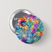 Badge Rond 5 Cm 70s 60s Psychedelic Hippy Retro Hip (Devant & derrière)