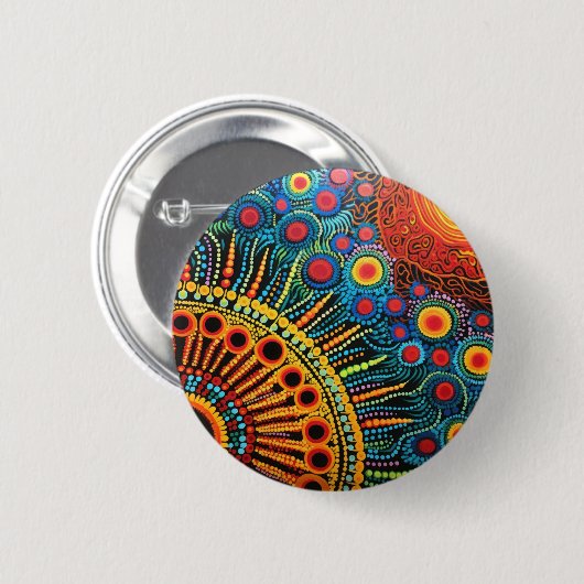 Badge Rond 5 Cm 70s 60s Psychedelic Hippy Retro Hip (Devant & derrière)