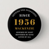 Badge Rond 5 Cm 70th Birthday 1956 Elegant Chic Black Gold (Devant)