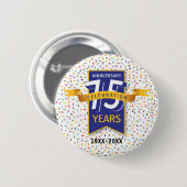 Badge Rond 5 Cm 75 e ANNIVERSAIRE Design (Devant & derrière)