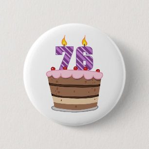 Badge Rond 5 Cm 76 ans sur le gâteau d'anniversaire