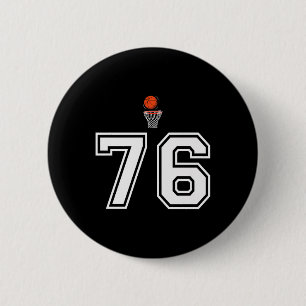 Badge Rond 5 Cm 76 Nombre Style Basketball Vintage Blanc Premium