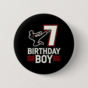 Badge Rond 5 Cm 7 Anniversaire Boy Karate Sept Anniversaire