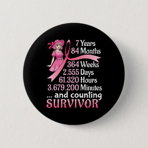 Badge Rond 5 Cm 7 Ans 84 Mois Et Comptage Cancer Du Sein Survi