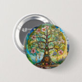 Badge Rond 5 Cm 7 Chakra Fleurissant Arbre De Vie (Devant & derrière)