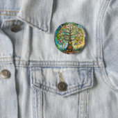 Badge Rond 5 Cm 7 Chakra Fleurissant Arbre De Vie (En situation)
