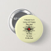 Badge Rond 5 Cm 7 Mots Pour Un Mariage Long (Devant & derrière)