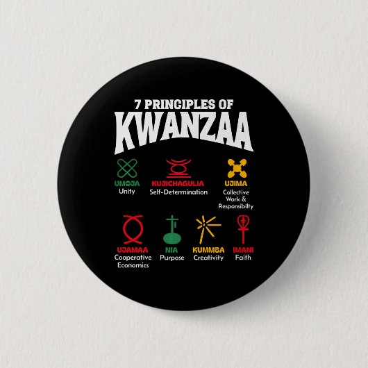 Badge Rond 5 Cm 7 Principes De Kwanzaa Hommes De Fierté Africaine- (Devant)