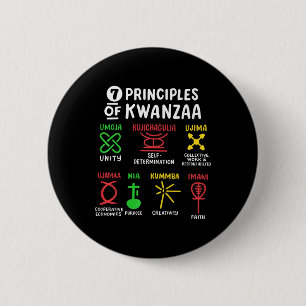 Badge Rond 5 Cm 7 Principes De Kwanzaa Noir Africain-Américain Hom