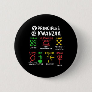 Badge Rond 5 Cm 7 Principes De Kwanzaa Noir Africain-Américain Hom