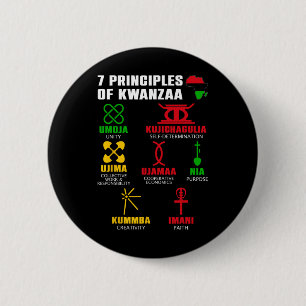 Badge Rond 5 Cm 7 Principes De La Célébration De Kwanzaa Pan Afric
