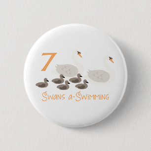 Badge Rond 5 Cm 7 Swans a Swimming