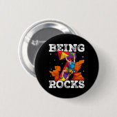Badge Rond 5 Cm 7 Year Old Rock Climbing 7th Birthday Adventures C (Devant & derrière)