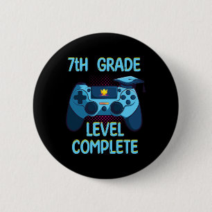 Badge Rond 5 Cm 7e année Niveau Complet Dernier jour de l'école Am