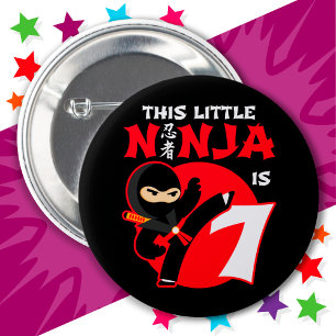 Badge Rond 5 Cm 7e anniversaire 7 année Enfants Party Little Ninja